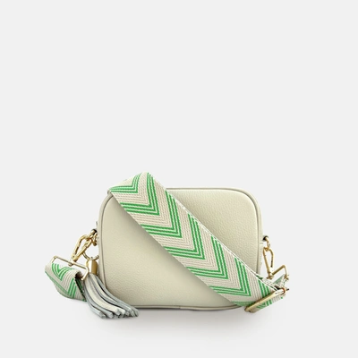 Shop Apatchy London Stone Leather Crossbody Bag With Bottega Green Arrow Strap