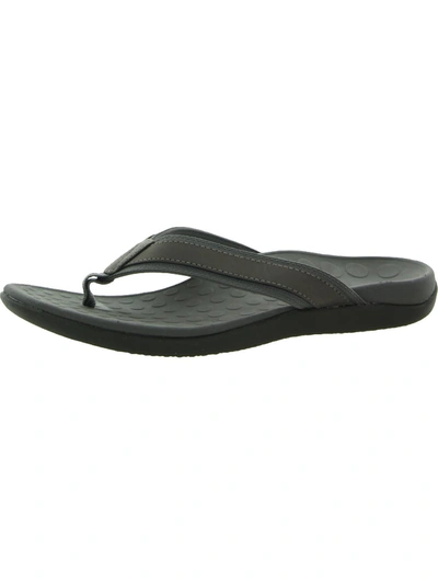 Shop Vionic 544mtide Mens Nubuck Sandals Flip-flops In Black