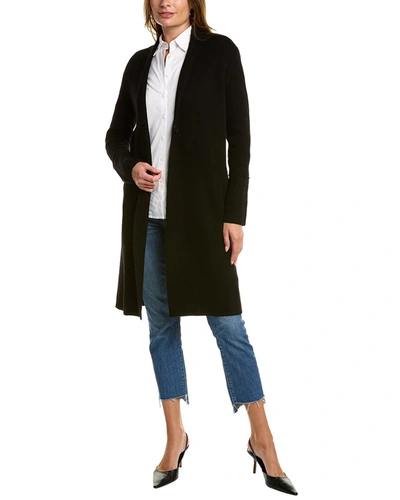 Shop Forte Cashmere Double Knit Notch Collar Wool & Cashmere-blend Cardigan In Black