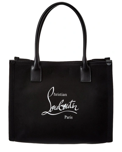 Shop Christian Louboutin Nastroloubi E/w Large Canvas & Leather Tote In Black