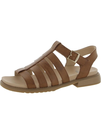 Shop Dr. Scholl's Shoes A Ok Womens Faux Leather Strappy Gladiator Sandals In Brown