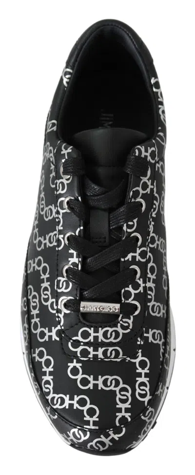 Jimmy Choo Black And Silver Leather Monza Sneakers In Multi