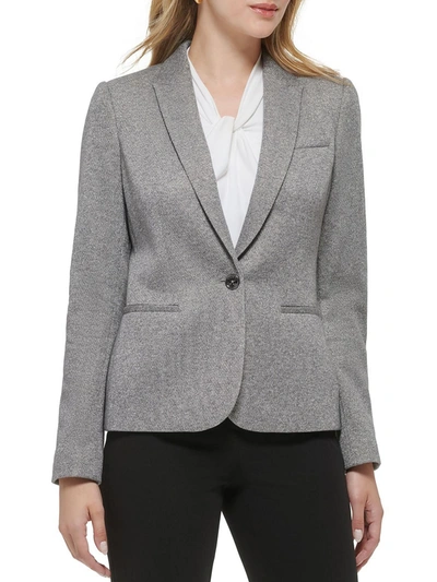 Shop Tommy Hilfiger Womens Metallic Work Wear One-button Blazer In Grey