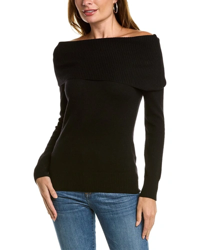 Shop Forte Cashmere Marilyn Off-the-shoulder Cashmere Pullover In Black