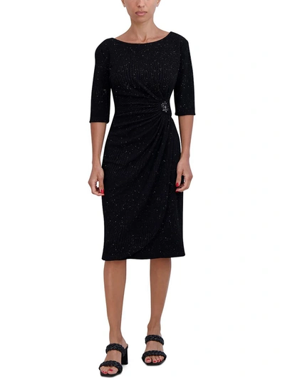 Shop Signature By Robbie Bee Petites Womens Embellished Knit Cocktail And Party Dress In Black