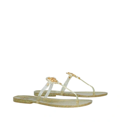 Shop Tory Burch Mini Miller Flat Thong Sandal In Gold/silver In White