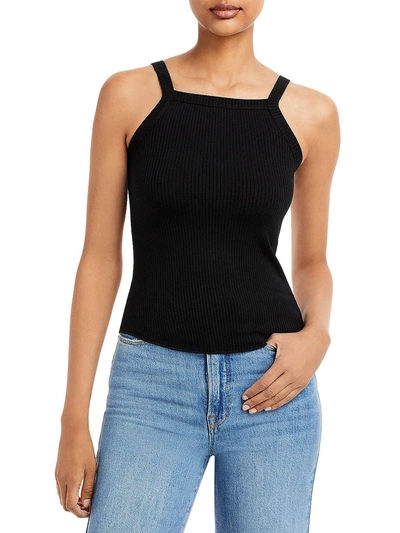 Shop Wsly Bleecker Womens Ribbed Straight Neck Cami In Black