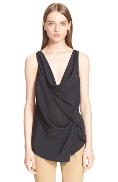 Lanvin Drape Front Sleeveless Blouse In Black