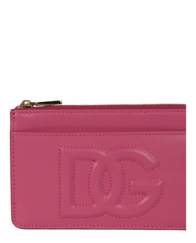 Shop Dolce & Gabbana Medium Leather Logo Card Holder In Pink