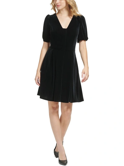 Shop Karl Lagerfeld Womens Velvet Knee Length Shift Dress In Black