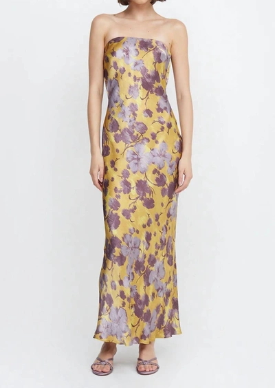 Shop Bec & Bridge Moondance Strapless Maxi Dress In Golden Violet In Multi