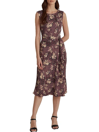 Shop Lauren Ralph Lauren Womens Crepe Floral Midi Dress In Multi