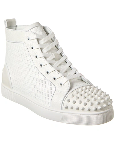 Shop Christian Louboutin Lou Spikes Orlato Leather Sneaker In White
