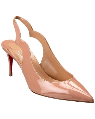 Shop Christian Louboutin Hot Chick Sling 70 Patent Slingback Pump In Beige