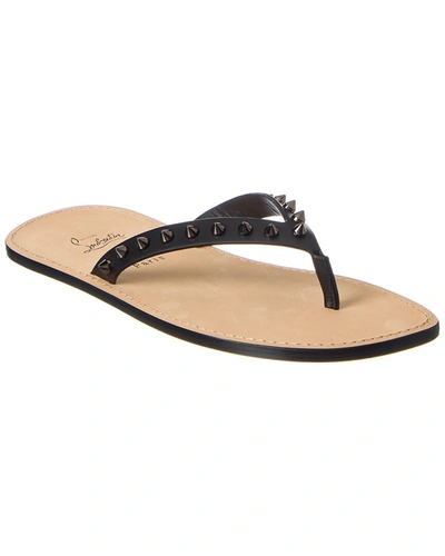 Shop Christian Louboutin Louloulight Leather Flip Flop In Black