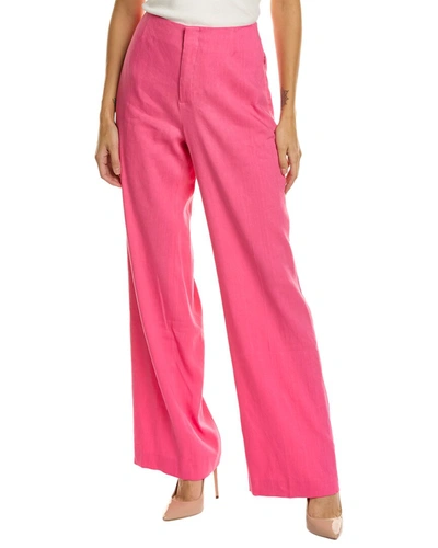 Shop Frame High-rise Wide Leg Linen-blend Trouser In Pink