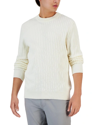 Shop Alfani Mens Ribbed Pullover Crewneck Sweater In Multi
