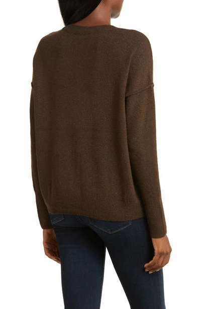 Vince Camuto Center Seam Crewneck Sweater In Chocolate