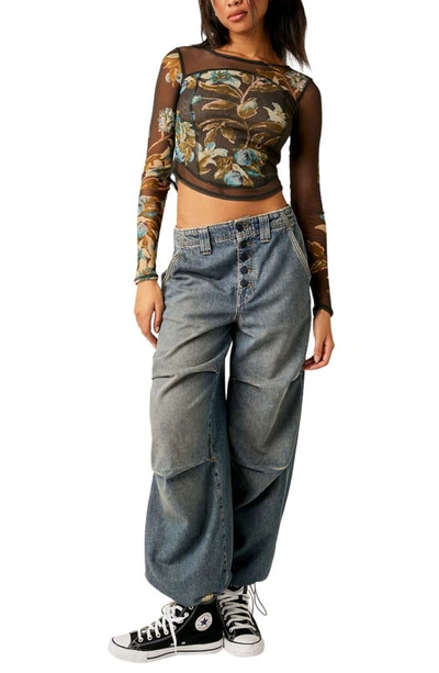 Shop Free People Betty's Garden Mesh Top In Army Combo