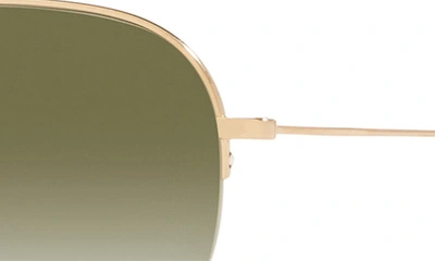 Shop Oliver Peoples Cleamons 60mm Gradient Pilot Sunglasses In Gold / Olive Gradient
