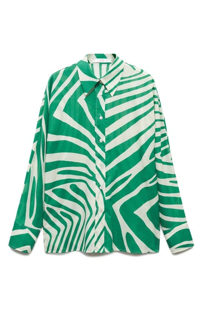 Mango Stripe Cotton Button-up Shirt In Off White