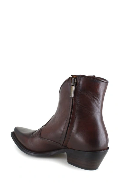 Ziginy Imma Water Resistant Ankle Western Bootie In Tan Leather