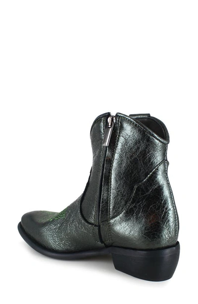 Ziginy Helisent Water Resistant Western Boot In Green Leather