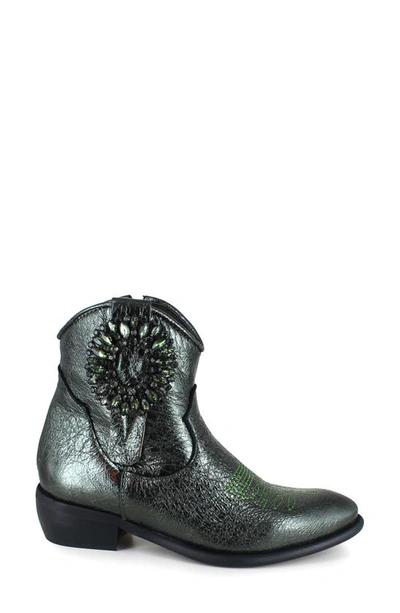 Ziginy Helisent Water Resistant Western Boot In Green Leather