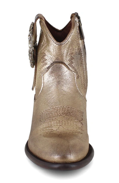 Ziginy Helisent Water Resistant Western Boot In Gold Leather