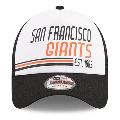 Shop New Era White/black San Francisco Giants Stacked A-frame Trucker 9forty Adjustable Hat