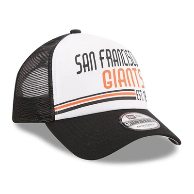 Shop New Era White/black San Francisco Giants Stacked A-frame Trucker 9forty Adjustable Hat