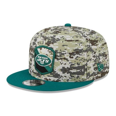 Shop New Era Camo/green New York Jets 2023 Salute To Service 9fifty Snapback Hat