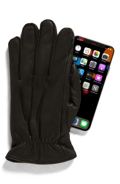 Shop Ugg (r) 3 Point Leather Gloves In Black