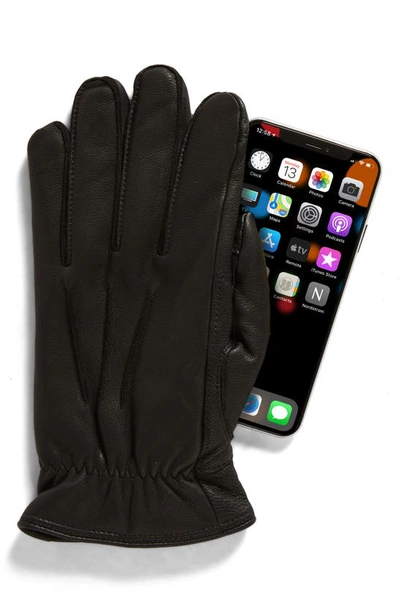 Shop Ugg 3 Point Leather Gloves In Black