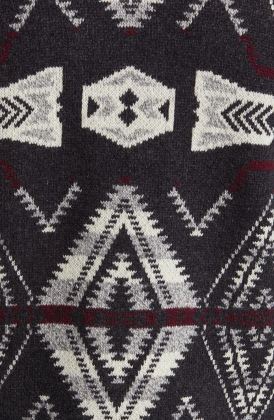 Shop Schott Geometric Wool Blend Cardigan In Heather Black