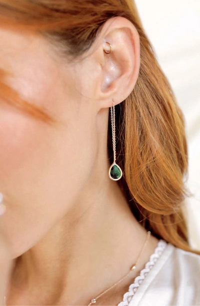 Ettika Teardrop Threader Earrings In Green