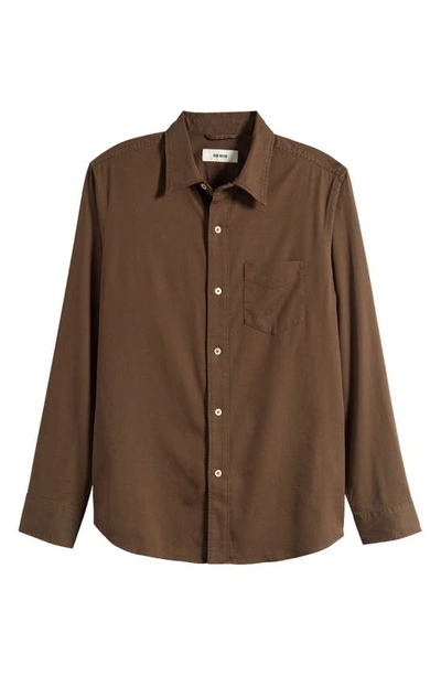 Shop Buck Mason Draped Twill Button-up Shirt In Brown Cider