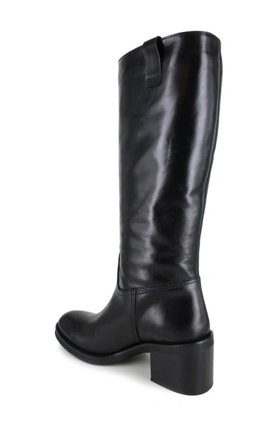 Ziginy Isle Water Resistant Knee High Boot In Black Leather