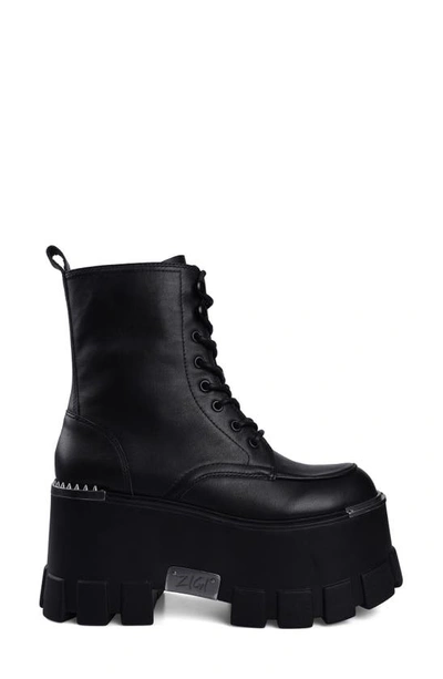 Ziginy Jossi Platform Bootie In Black Leather