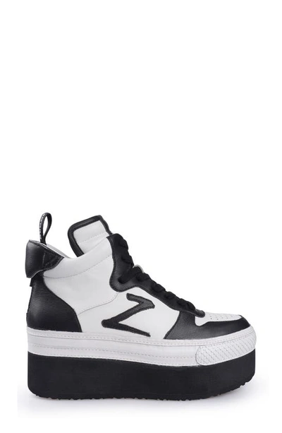 Ziginy Bruce Water Resistant Platform Sneaker In Black White Leather