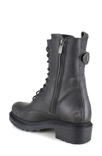 Ziginy Agatha Water Resistant Lace-up Combat Boot In Black Leather