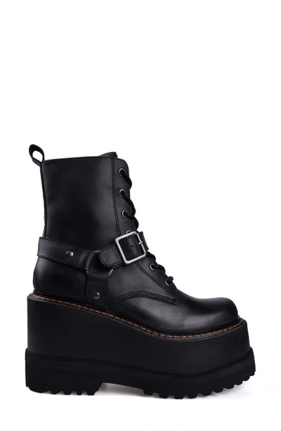 Ziginy Elian Platform Bootie In Black Leather