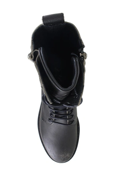 Ziginy Agatha Water Resistant Lace-up Combat Boot In Black Leather