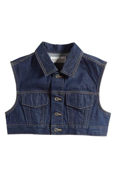 Shop Slvrlake Ultracrop Nonstretch Denim Trucker Vest In Midnight Mile