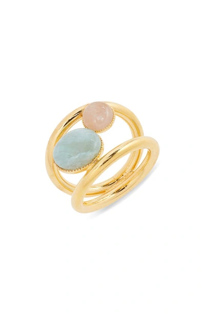 Shop D'estree Louise Double Stone Ring In Pink - Aqua