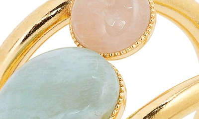 Shop D'estree Louise Double Stone Ring In Pink - Aqua