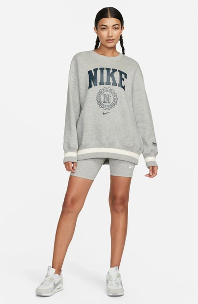 Shop Nike Sportswear Classics High Waist Bike Shorts In Dark Grey Heather/ Sail