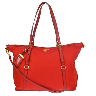 Shop Prada Tessuto Synthetic Shoulder Bag () In Red