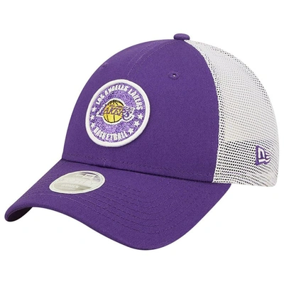 Shop New Era Purple/white Los Angeles Lakers Glitter Patch 9forty Snapback Hat