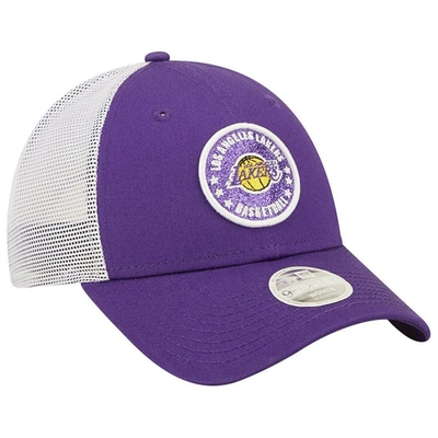 Shop New Era Purple/white Los Angeles Lakers Glitter Patch 9forty Snapback Hat
